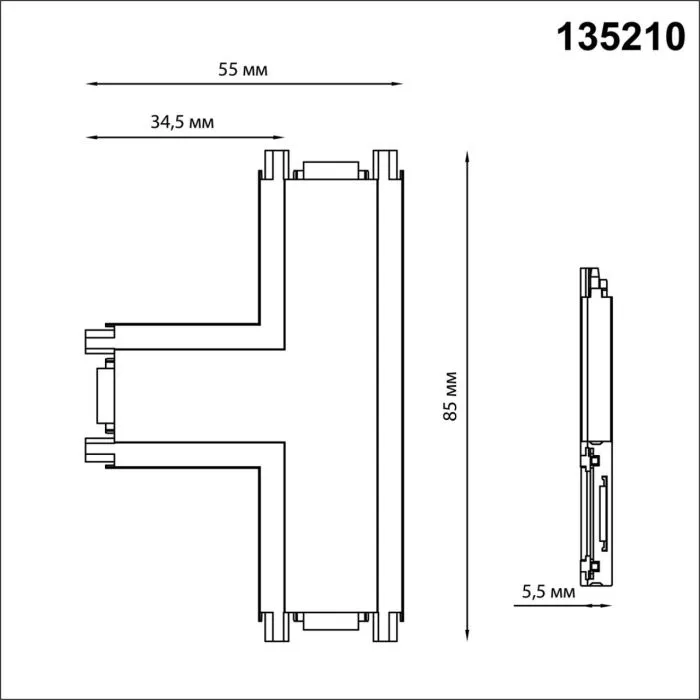 135210 NT Соединитель с токопроводом "T" 48В IP20 SHINO | Дом Декора