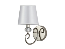 NEWPORT 1200 1201/A nickel , Бра , Nickel White shade Clear crystal L15*H29*SP25 cm E14 1*40W