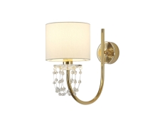NEWPORT 4360 4361/A new gold , Бра , Gold Clear crystal White shade L18*H27,5*Sp32,5 cm E14 1*40W