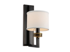 NEWPORT 3400 3401/A , Бра, Black+gold Shade beige L17*H37*Sp27 cm E14 1*40W