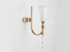NEWPORT 4800 4801/A , Бра, French gold Clear crystal Matt white glass L10*H37,5*Sp23,5 cm E14 1*40W